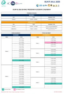 DSA Diving Program Calendar